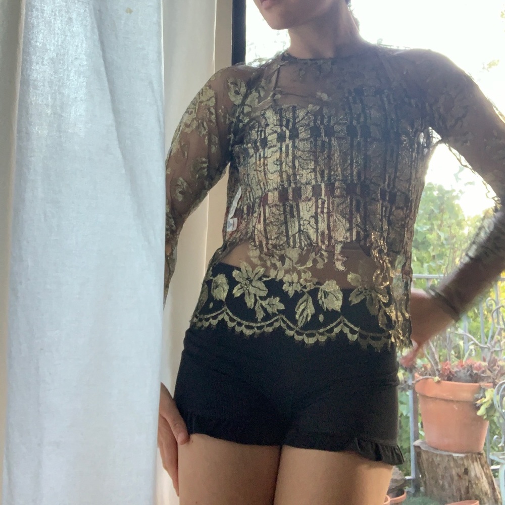 Oscar de la Renta vintage metallic lace top - Picture 10 of 16